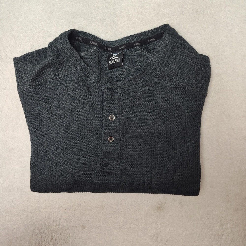 Kuhl Pullover Men L Gray Henley Thermal Long Sleeve Konflikt Outdoor Hiking 7472